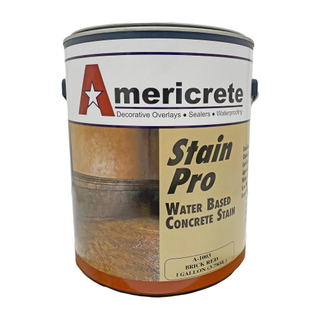 A tin of water-based concrete stain