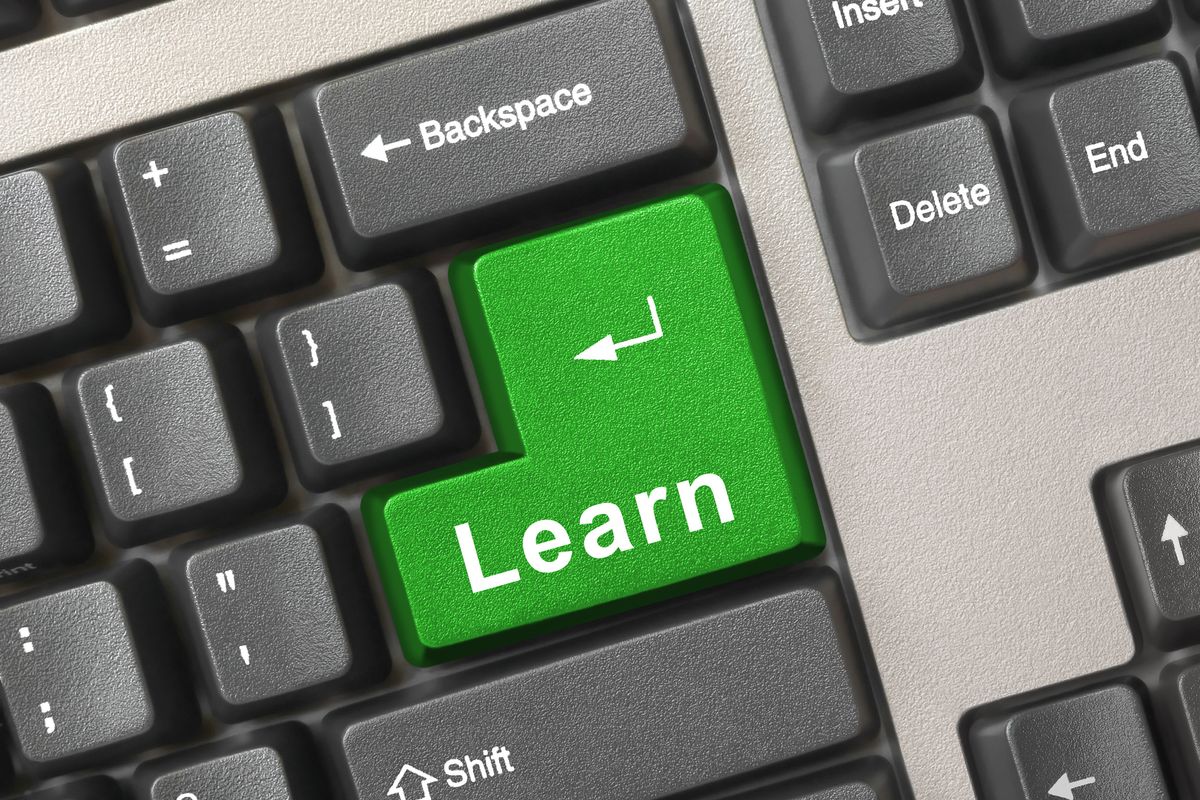 A computer keyboard with a green enter key labelled &amp;quot;Learn.&amp;quot;