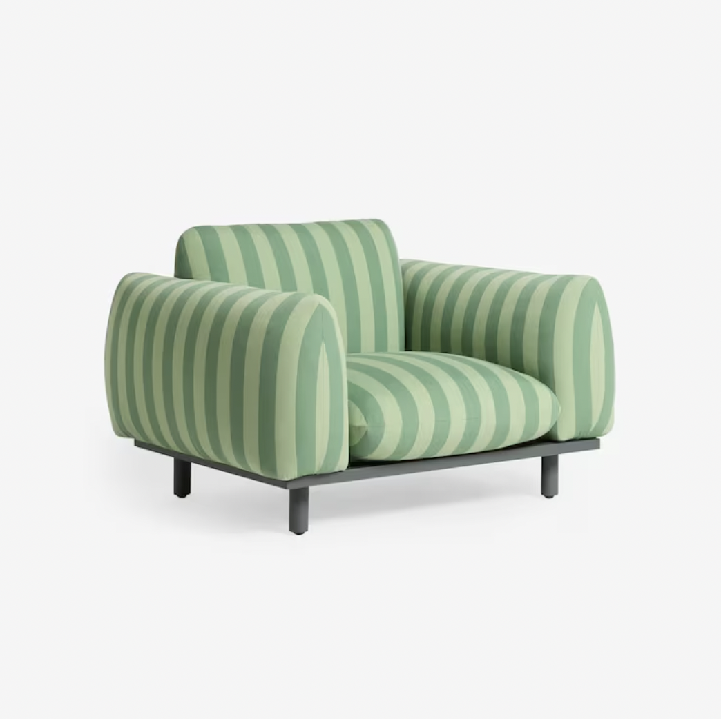 Samaya Outdoor Garden Lounge Chair in Green Stripe