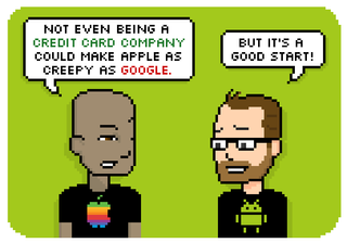 not even being a credit card company could make apple as creepy as google. but its a good start!