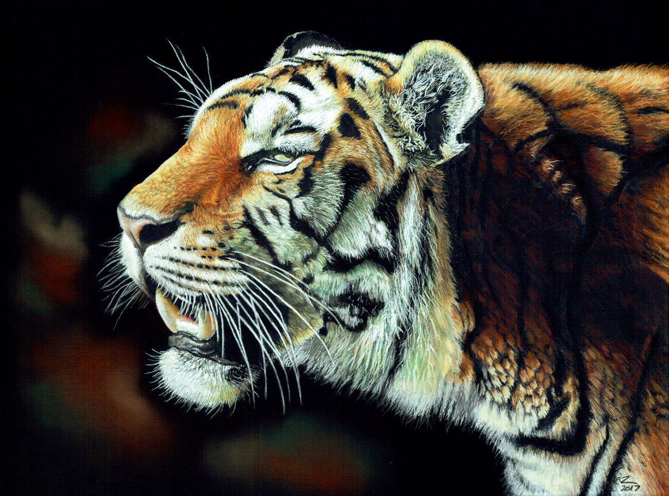 tiger painting with black background