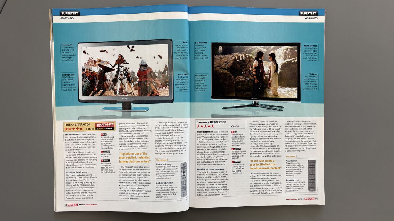 Samsung UE40C7000 review in What Hi-Fi? May 2010 issue