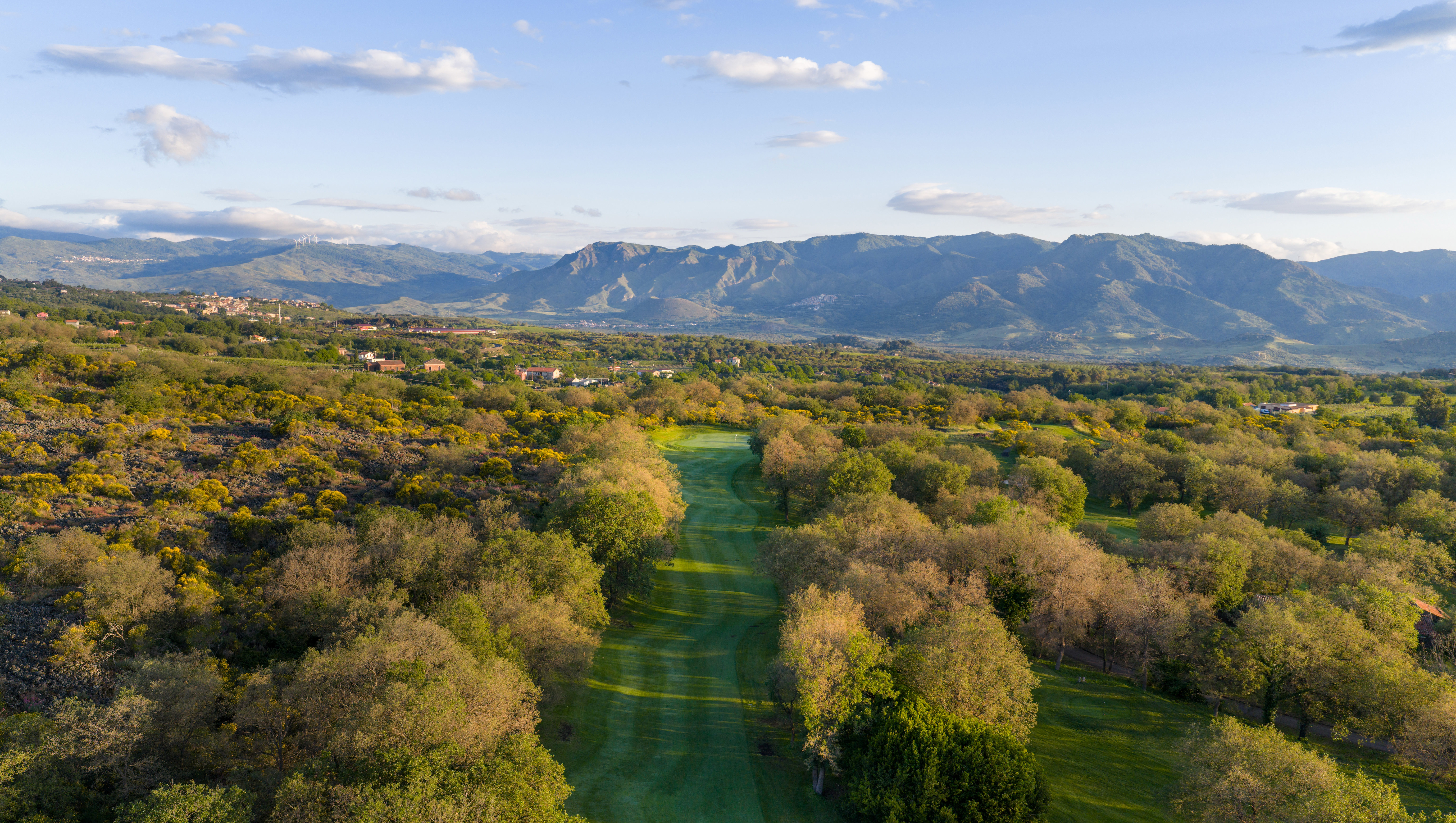 A view from above of a fairway at Picciolo golf course