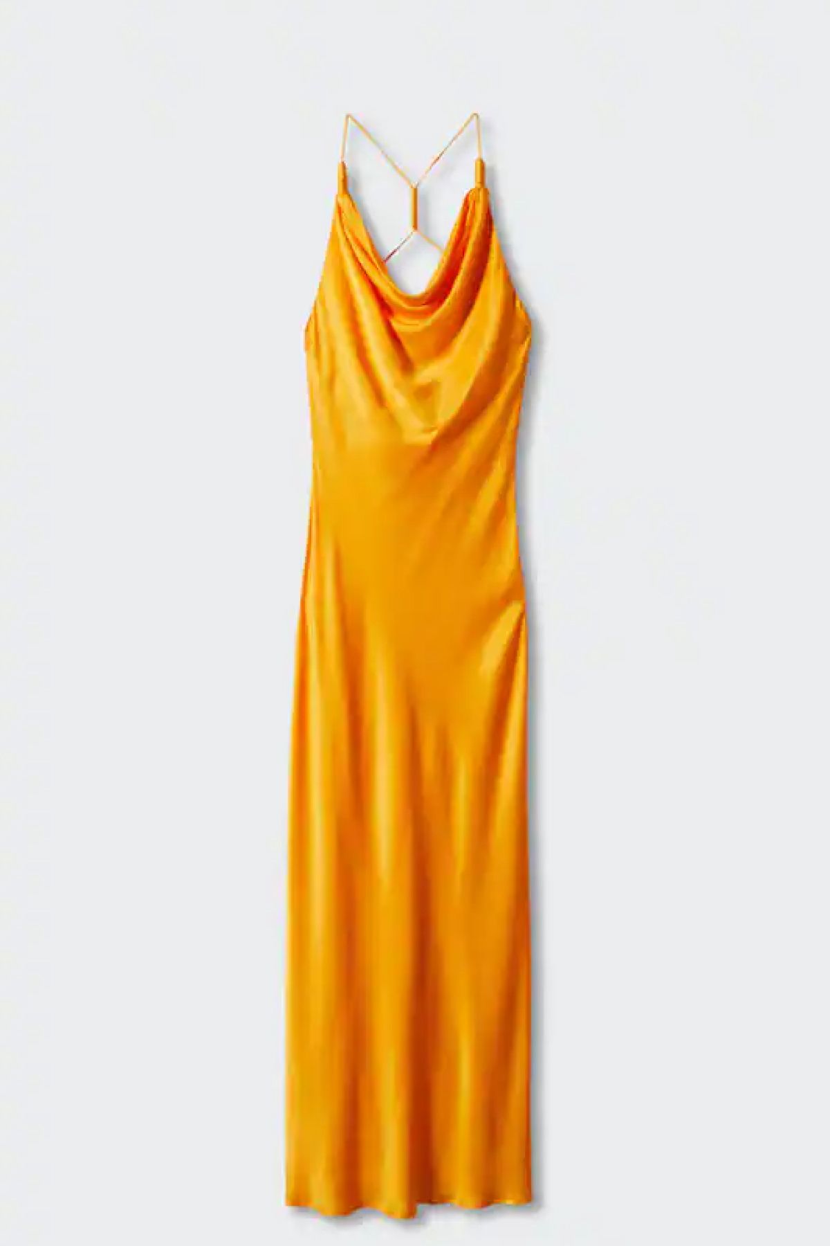 Mango Draped Neck Satin Dress