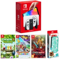Nintendo Switch OLED + 3 jeux + Pochette + Protection &eacute;cran Animal Crossing : 364,99 &euro; (au lieu de 476,95 &euro;) chez Auchan