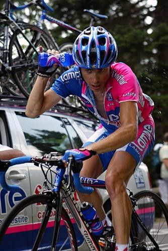 Damiano Cunego (Lampre) finds it hot going on the climb.