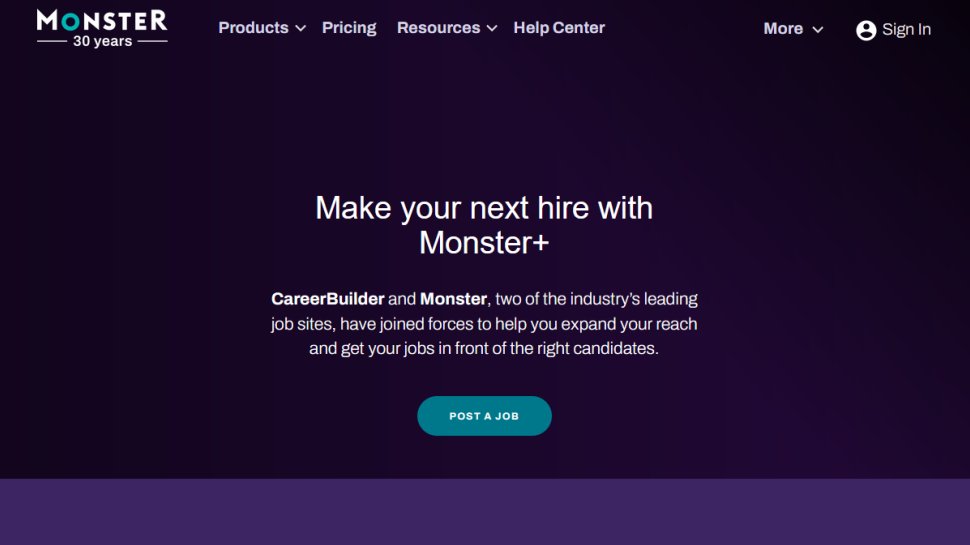 Monster website screenshot (March 2026).