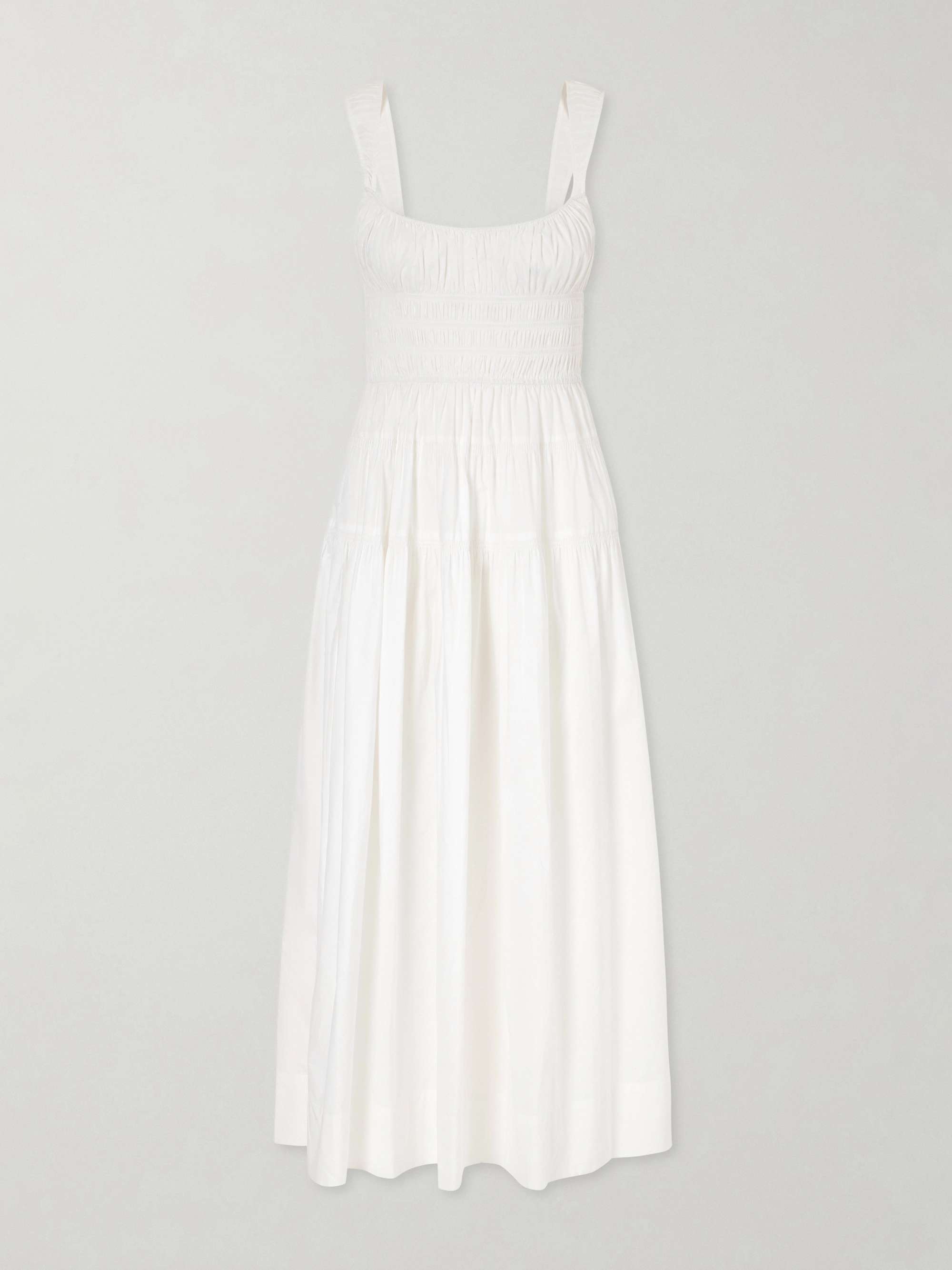 Clover Shirred Organic Cotton-Poplin Midi Dress