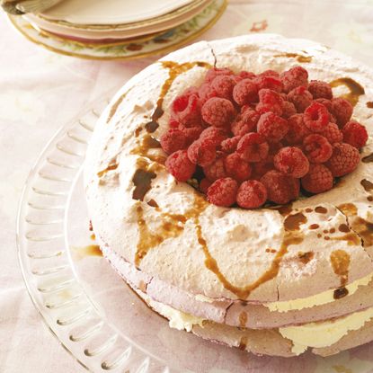 raspberry macaron cake photo
