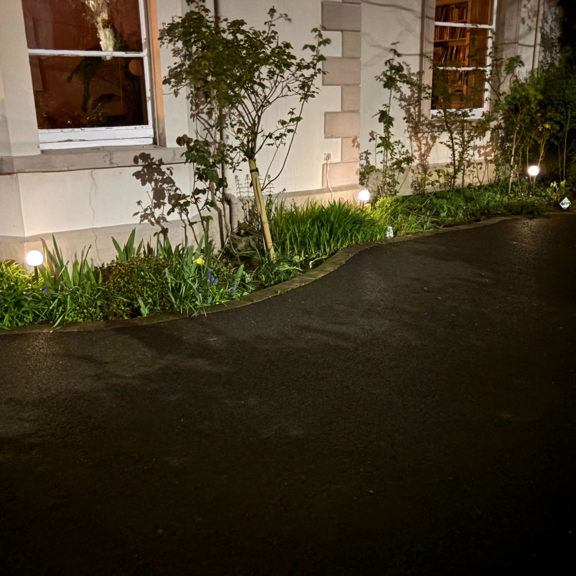 Ikea solvinden led solar powered light in a border in driveway