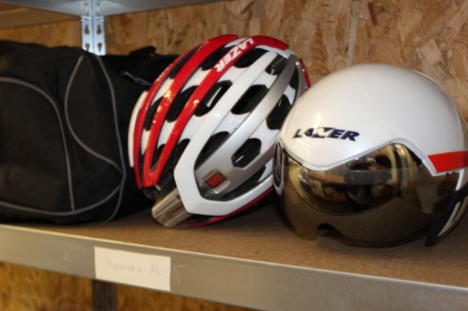 Adam Hansen's spare helmets