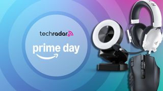 Razer gaming gear against a blue and purple TechRadar Prime Day deals background