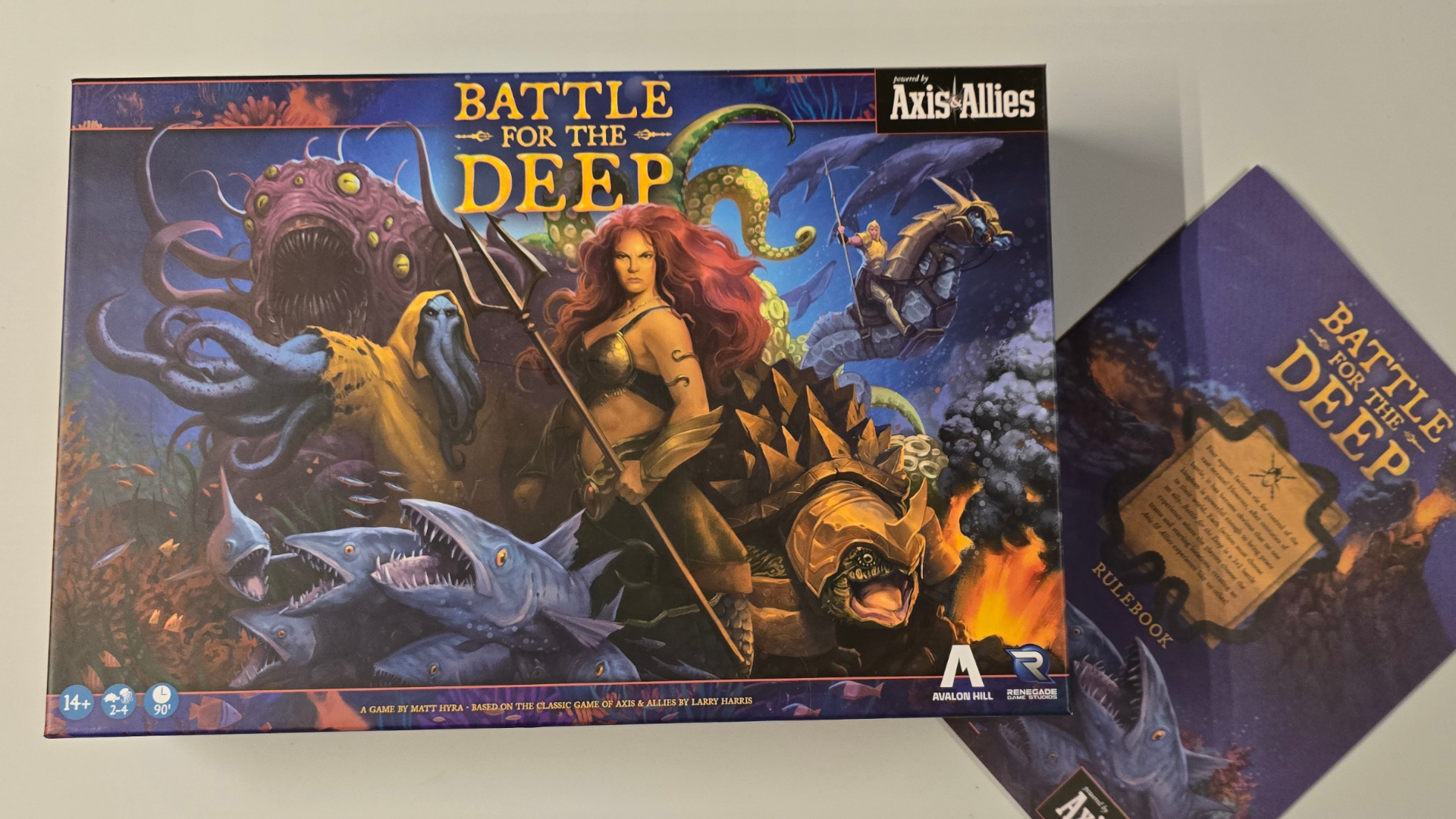 Battle for the Deep box and instructgions on a white table