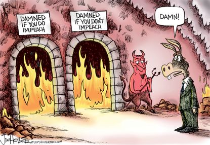 Political Cartoon U.S. democrats Trump impeach hell