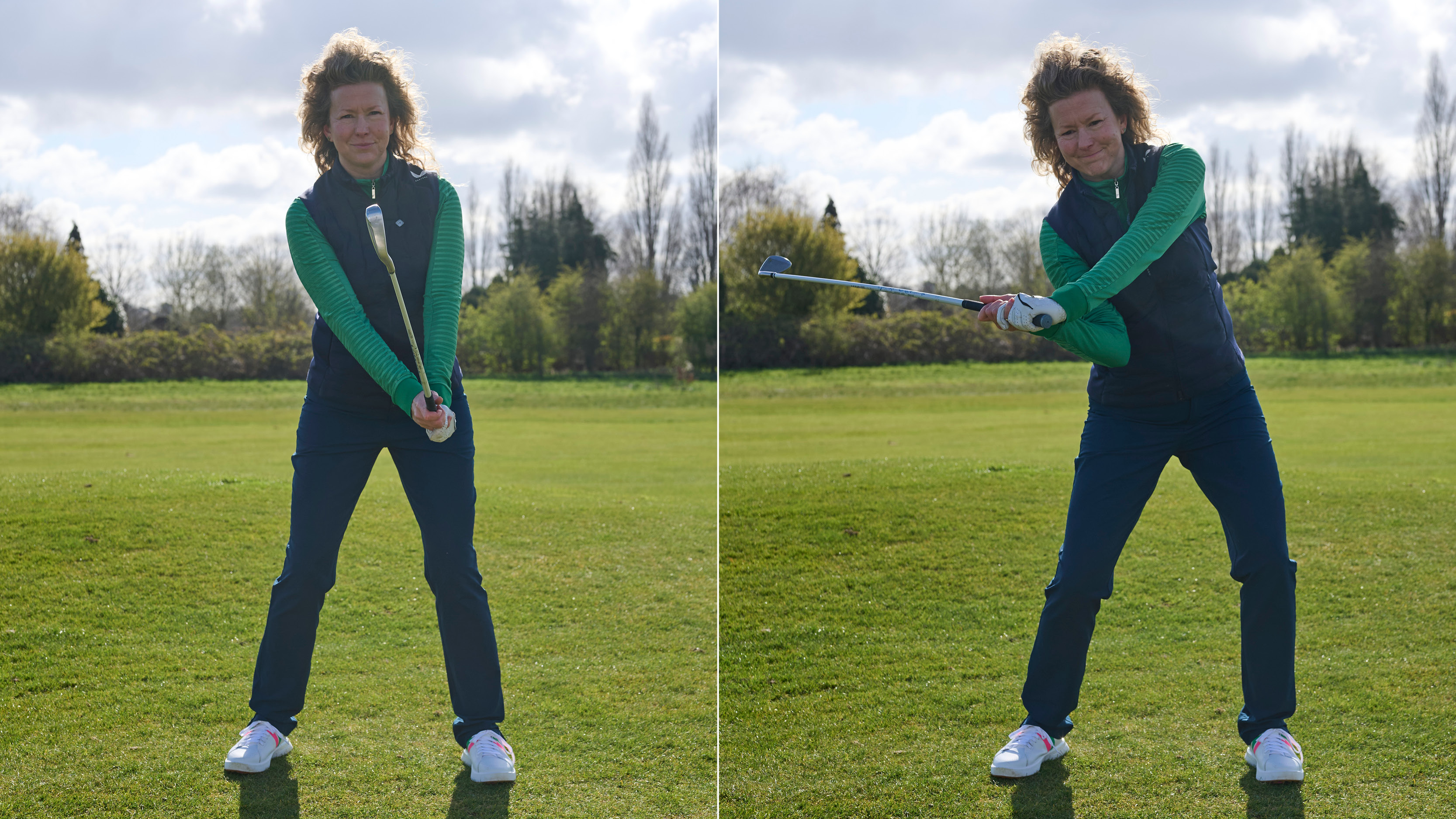 Katie Dawkins demonstrating the baseball drill