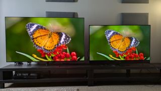LG G5 and Panasonic MZ1500 with butterfly on screen 