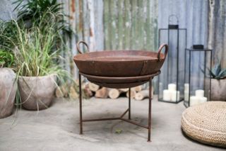 traditional kadai recycled fire pit