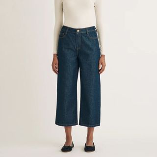 Nobody’s Child Dark Wash Wide Leg Cropped Jeans