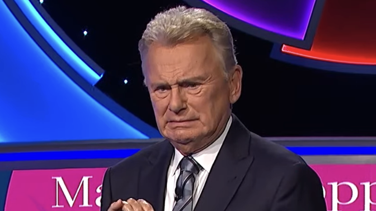 Pat Sajak grimacing on Wheel of Fortune