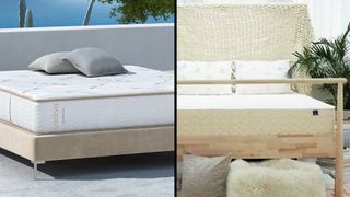 Saatva vs WinkBeds: Saatva Zenhaven mattress on the left, the WinkBeds EcoCloud mattress on the right