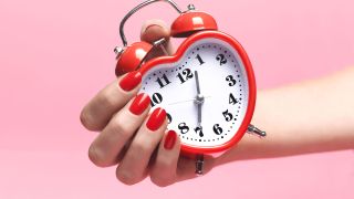 Finger, Pink, Watch, Nail, Circle, Clock, Home accessories, Peach, Scale, Coquelicot,