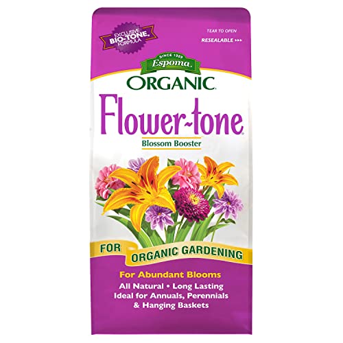 Espoma Organic Flower-Tone 3-4-5 Natural & Organic Plant Food; 4 Lb. Bag; Organic Fertilizer for Flowers, Annuals, Perennials & Hanging Baskets. Blossom Booster. 2 Pack