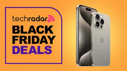 Black Friday iPhone deals image displaying an iPhone 15 Pro