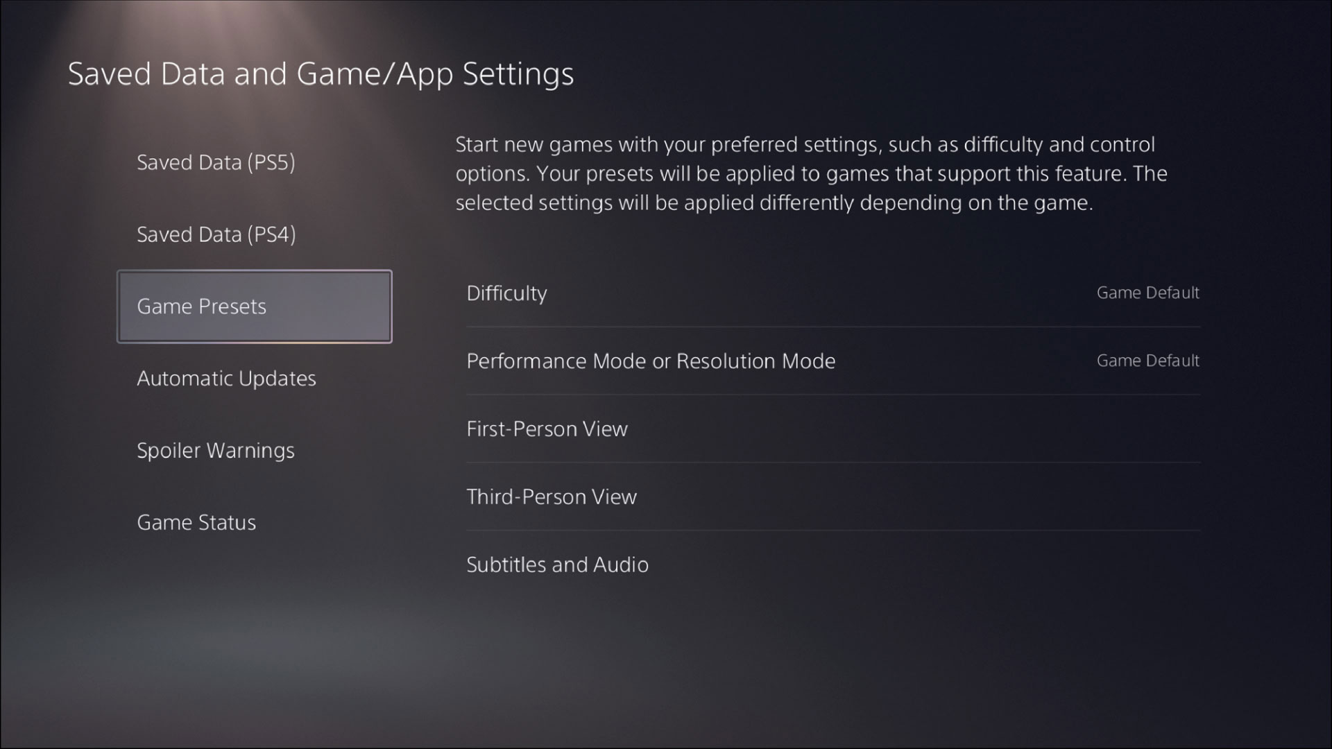 PS5 invert camera settings