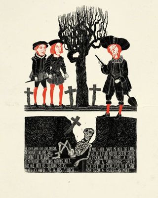 Neil Packer Shakespeare; woodblock and ink illustration