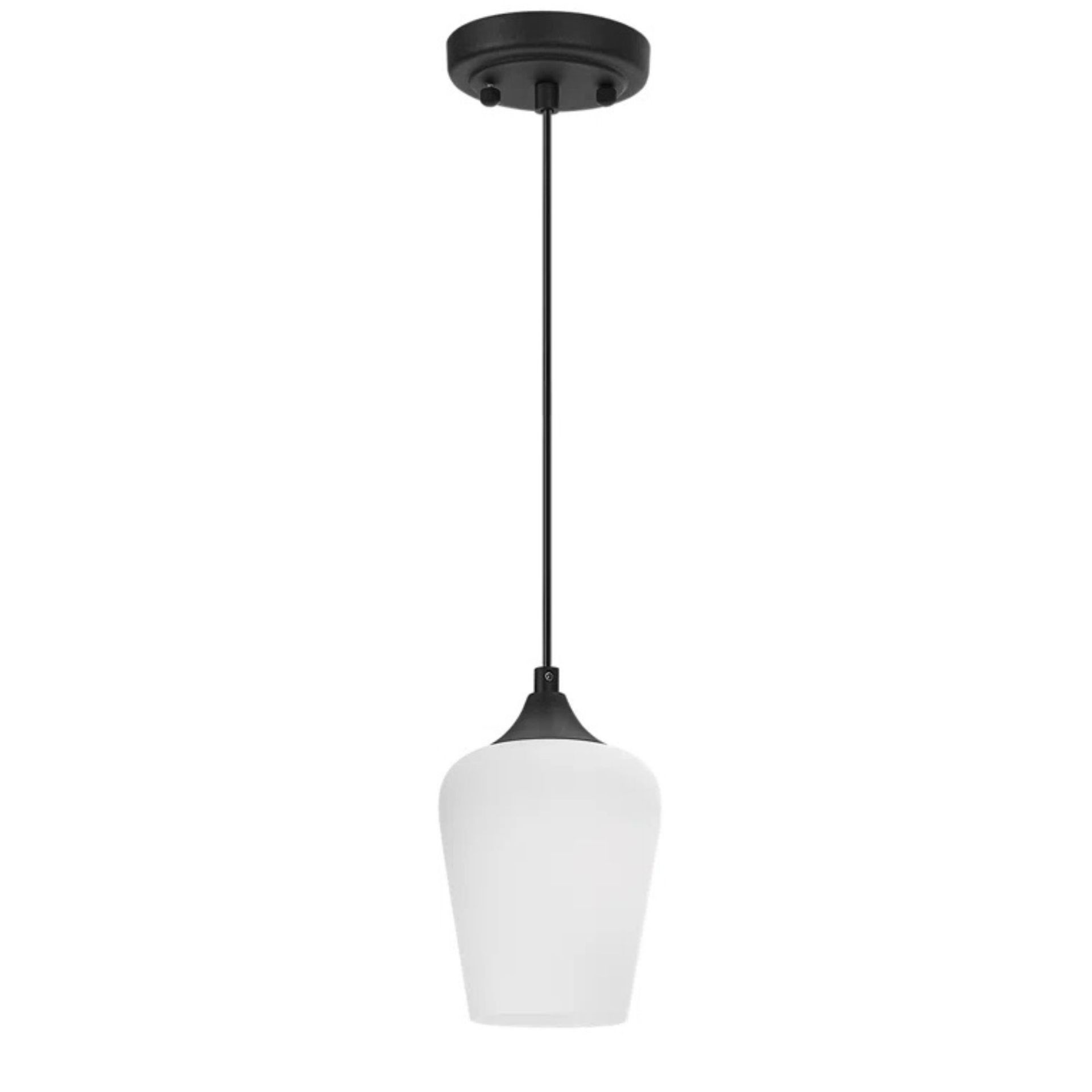 Winston Porter Matt Black Shaded Pendant Light