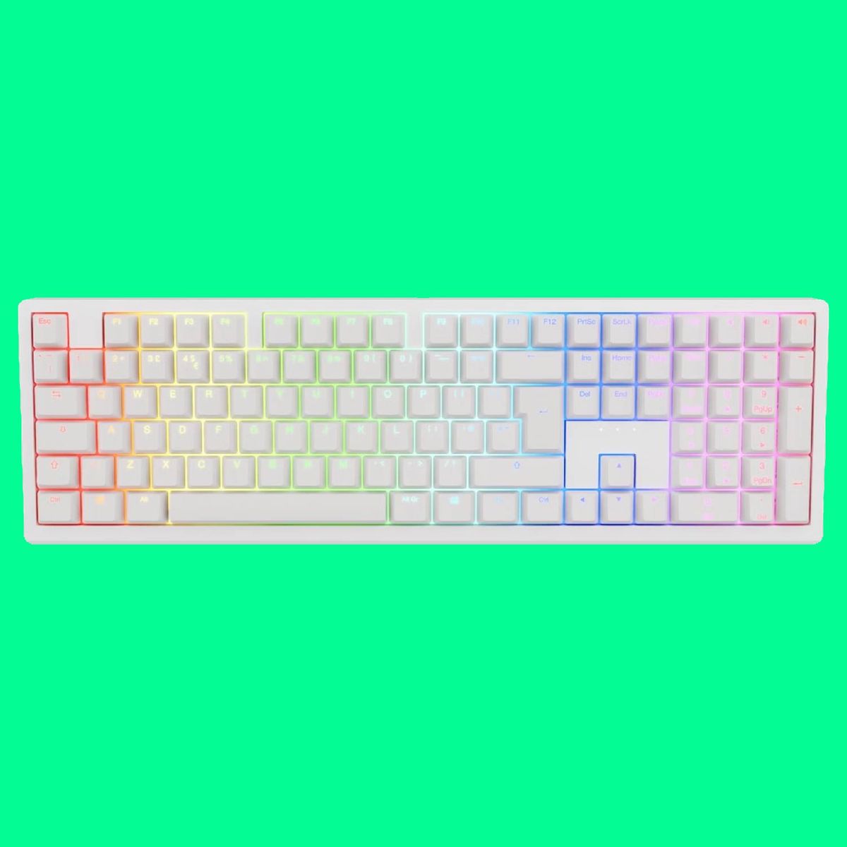 Ducky Zero 6108 gaming keyboard on a green background