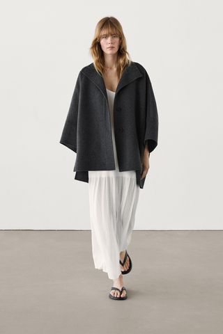 Massimo Dutti grey cape coat