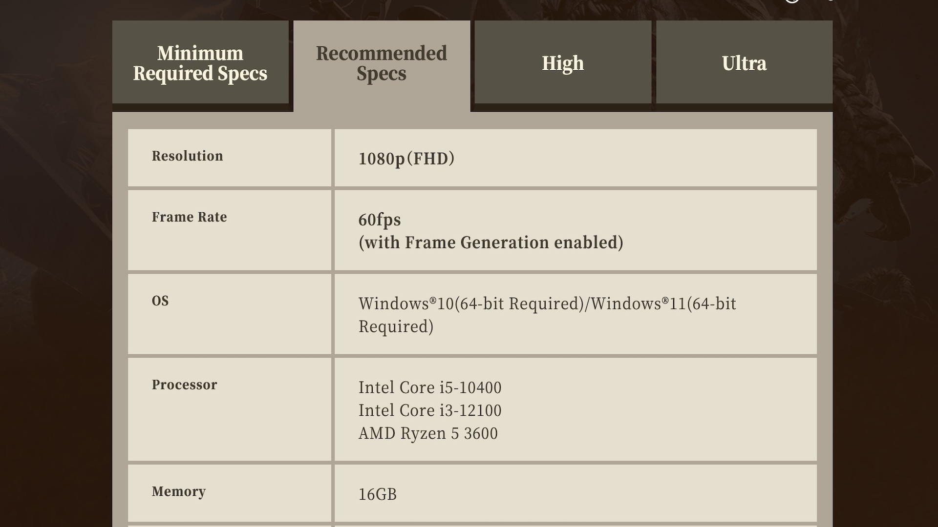 The Recommended PC Specs for Monster Hunter Wilds