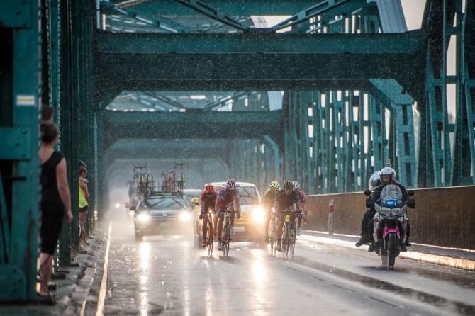 The breakaway is pelted by a sudden storm