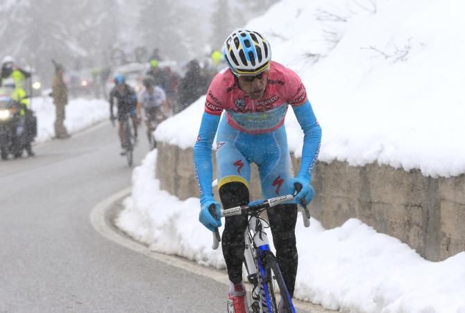 Vincenzo Nibali (Astana) rides away from the rest