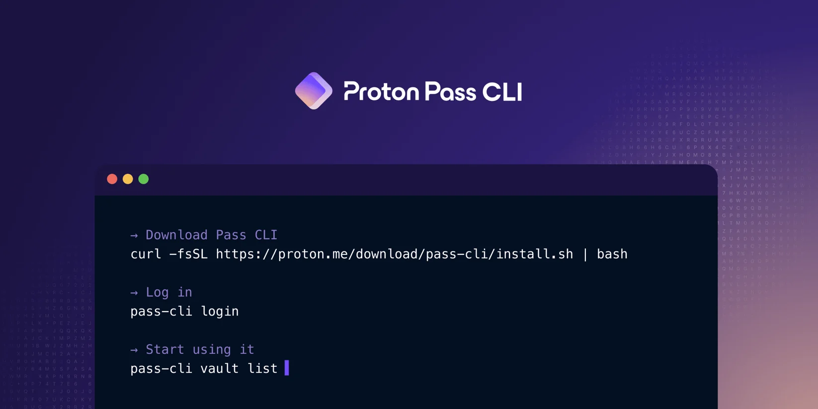 Proton Pass header image showing the announcement of the command-line interface.