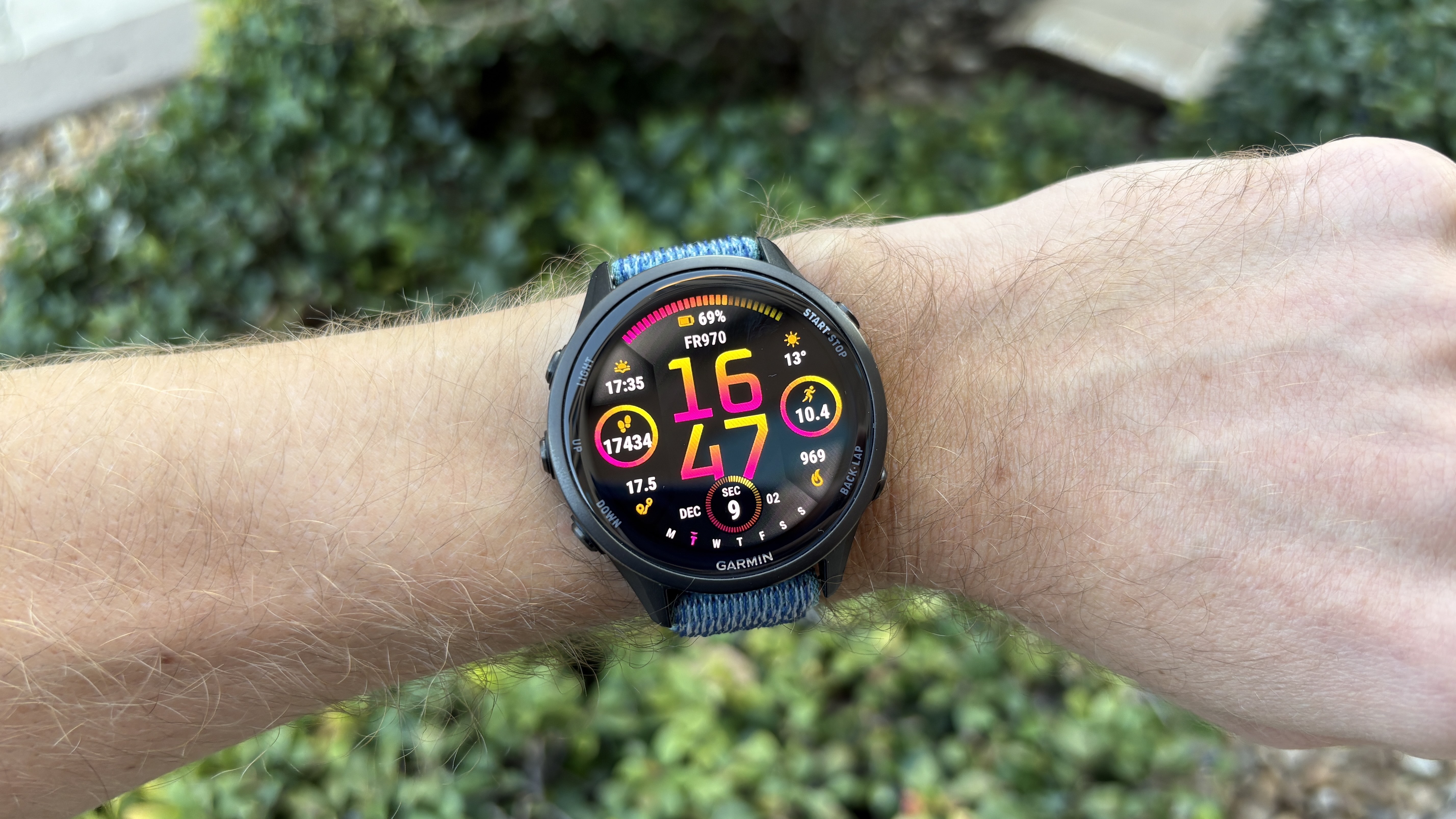 Garmin Forerunner 970 on man&#039;s wrist