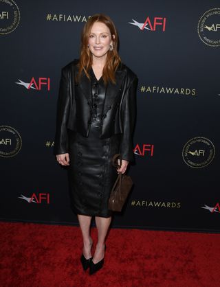 Julianne Moore arrives at the AFI Awards Luncheon at Four Seasons Hotel Los Angeles at Beverly Hills on January 12, 2024 in Los Angeles, California