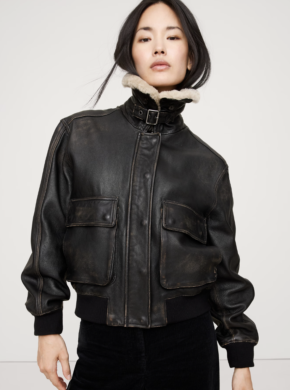 Banana Republic, Distressed Leather Flight Jacket