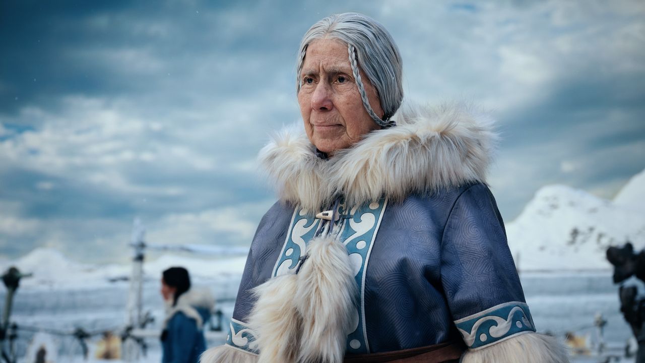 Case Camp-Horinek in costume as Gran Gran from Netflix's Avatar: The Last Airbender