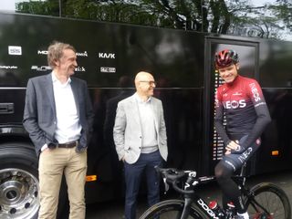 Jim Ratcliffe, Chris Froome and Dave Brailsford at the Team Ineos launch