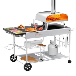 Grill Force Pizza Oven Table With Pizza Topping Station,movable Pizza Oven Stand,pizza Oven Cart,outdoor Grill Table Cart,food Prep Work Cart,fit for Ooni Koda,karu,fyra,ninja Woodfire,blackstone