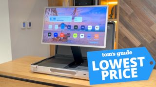 LG's StandbyMe Go briefcase TV with a Tom's Guide lowest price badge