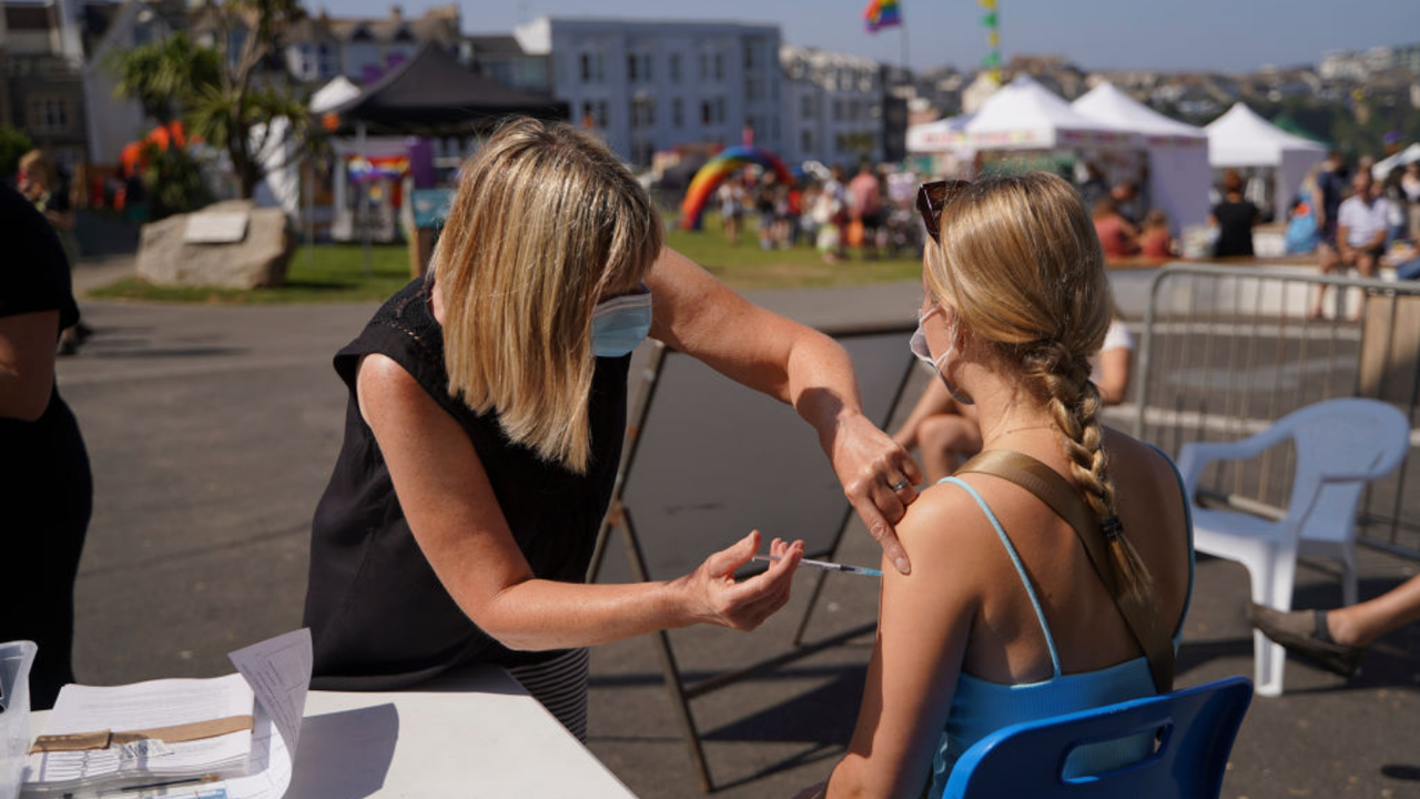 Woman gets vaccinated