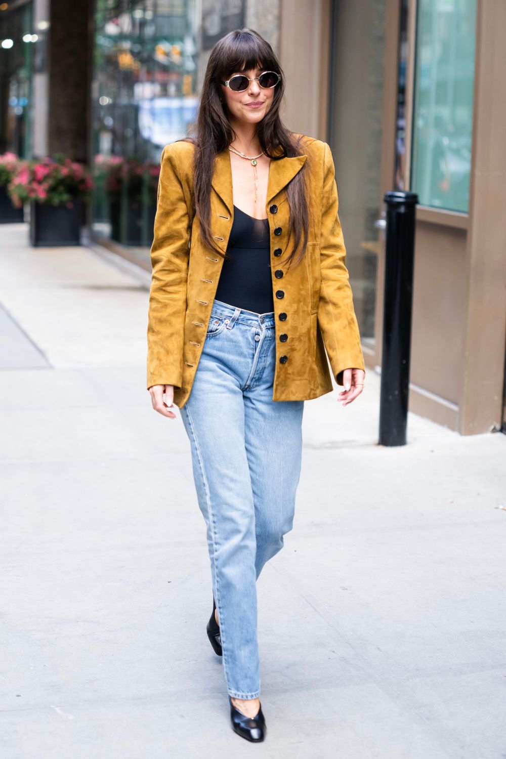 Dakota Johnson Suede Blazer Jacket