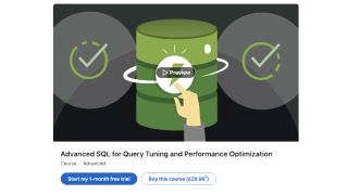 A screenshot of the LinkedIn Learning website showing the sign up screen for the 'Advanced SQL for Query Tuning and Performance Optimization' course