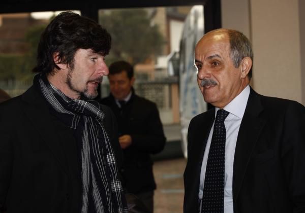 CPA head Gianni Bugno speaking with Italian Federation president Renato Di Rocco.