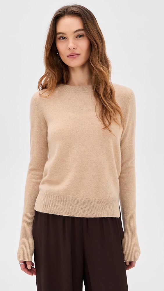 Solid Lean Lines Cashmere Sweater - Tan