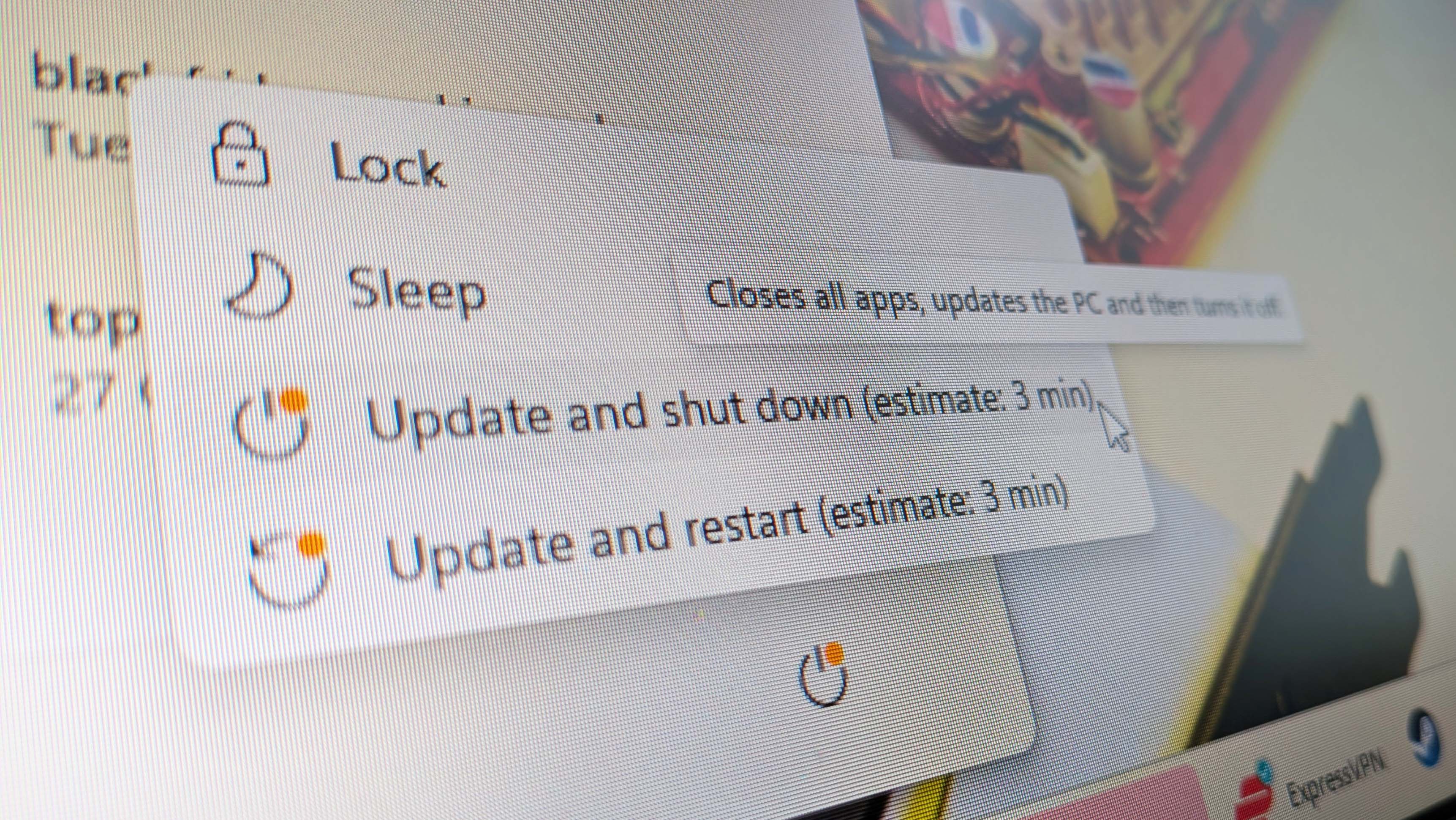 Windows 11 Update and Shutdown dialogue