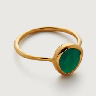 jewellery gifts gold ring with asymmetrical green stone